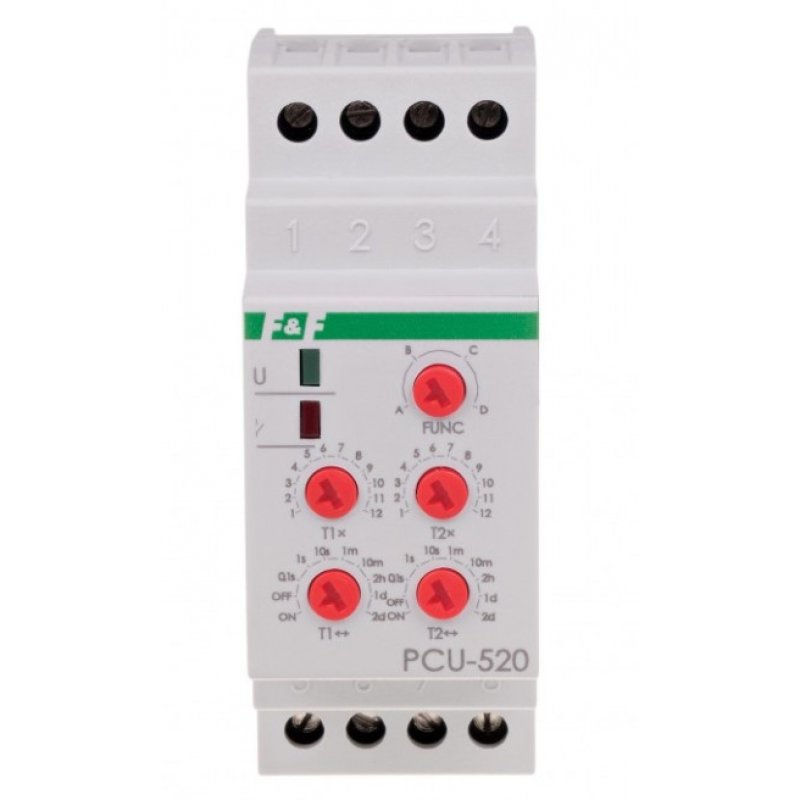F&F Przekaźnik czasowy z nastawą dwóch czasów t1 i t2 KOD: PCU-520UNI