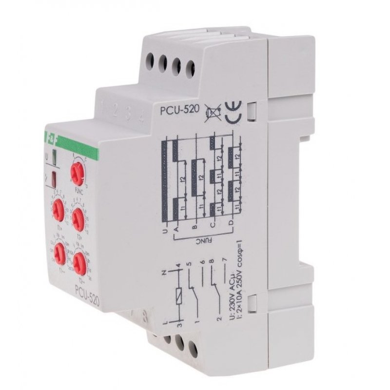 F&F Przekaźnik czasowy z nastawą dwóch czasów t1 i t2  KOD: PCU-520 