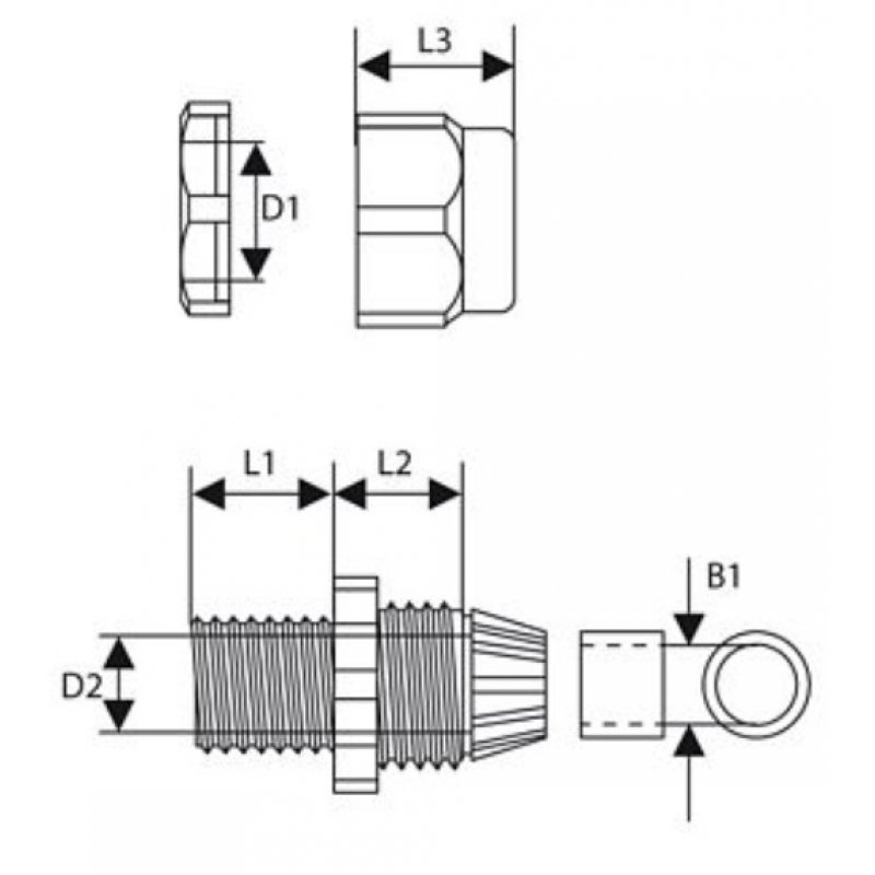 Onnline Dławnica kablowa z gwintem PG, zakres śred.przewod. 6-12 mm Kod PG-13,5 