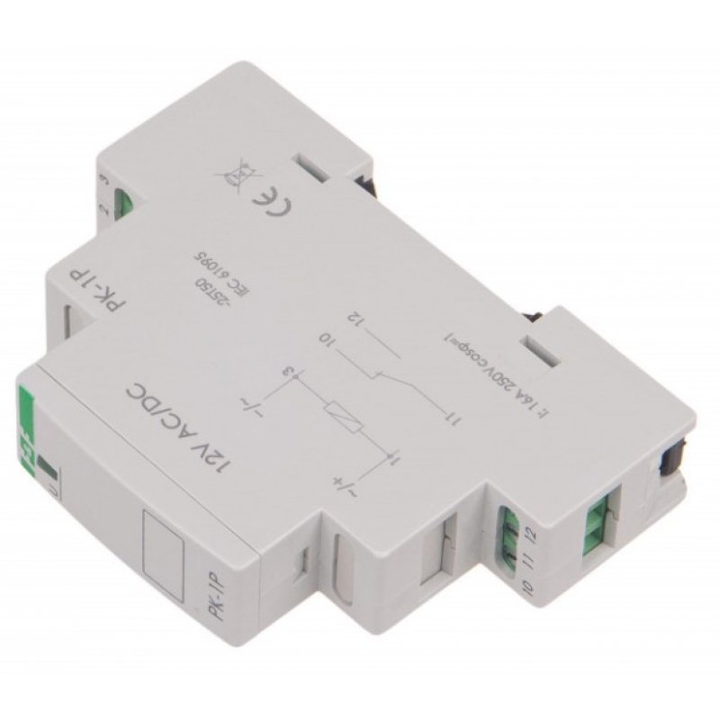 F&F Przekaźnik elektromagnetyczny, 1-modułowy, montaż na szynie, KOD: PK-1P-12V 