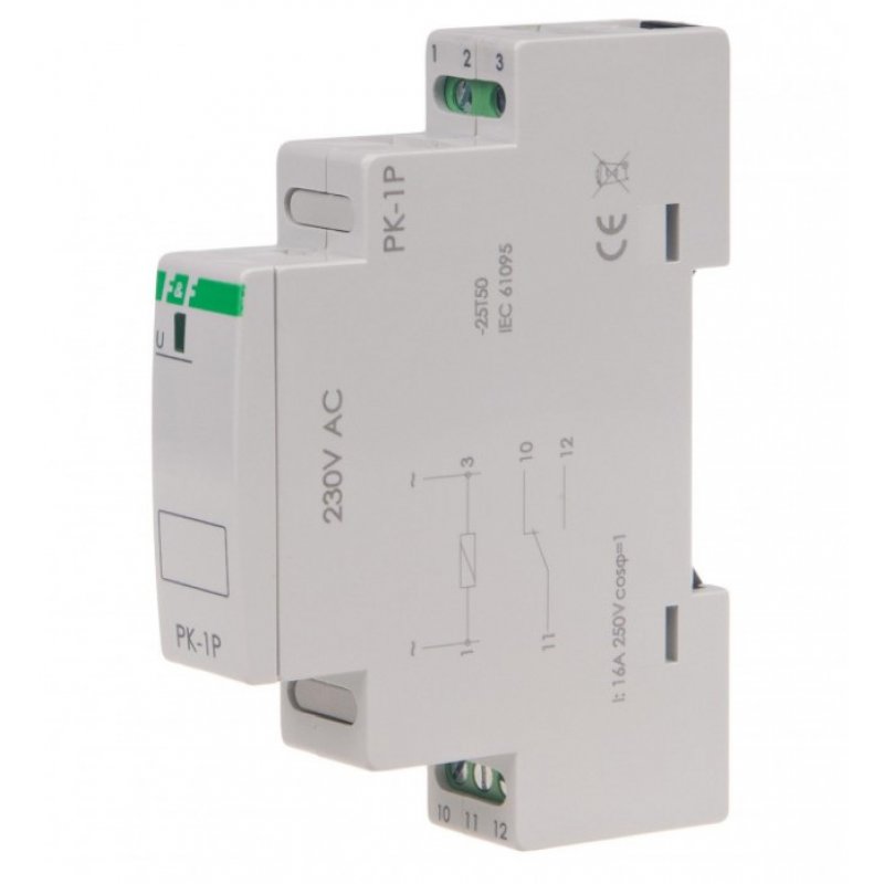 F&F Przekaźnik elektromagnetyczny w obudowie jednomodułowej, montaż na szynie KOD: PK-1P-230V 