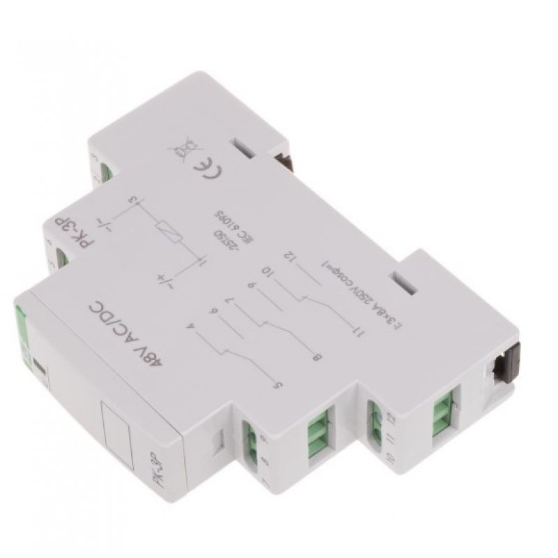 F&F Przekaźnik elektromagnetyczny w obudowie jednomodułowej, montaż na szynie KOD: PK-3P-48V 