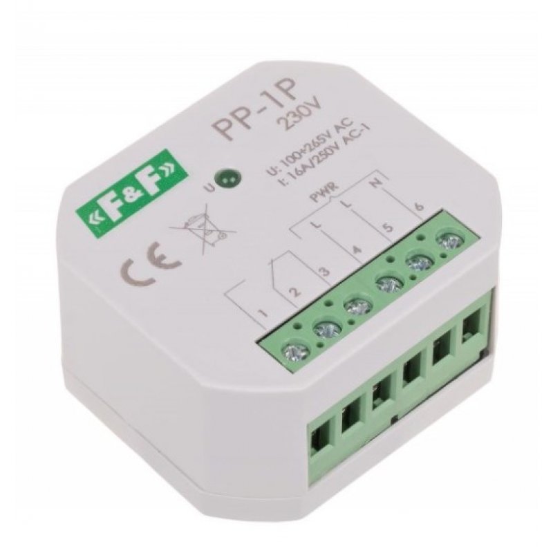 F&F Przekaźnik elektromagnetyczny, 1x styk przełączny, montaż podtynkowy, KOD: PP-1P-230V 