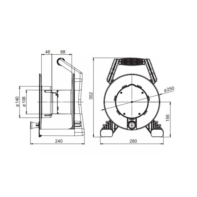 PCE XREEL Przedłużacz bębnowy 4-gniazdowy H05RR-F 3x1,5 IP54, Dł. 20m Kod 92501H48123 