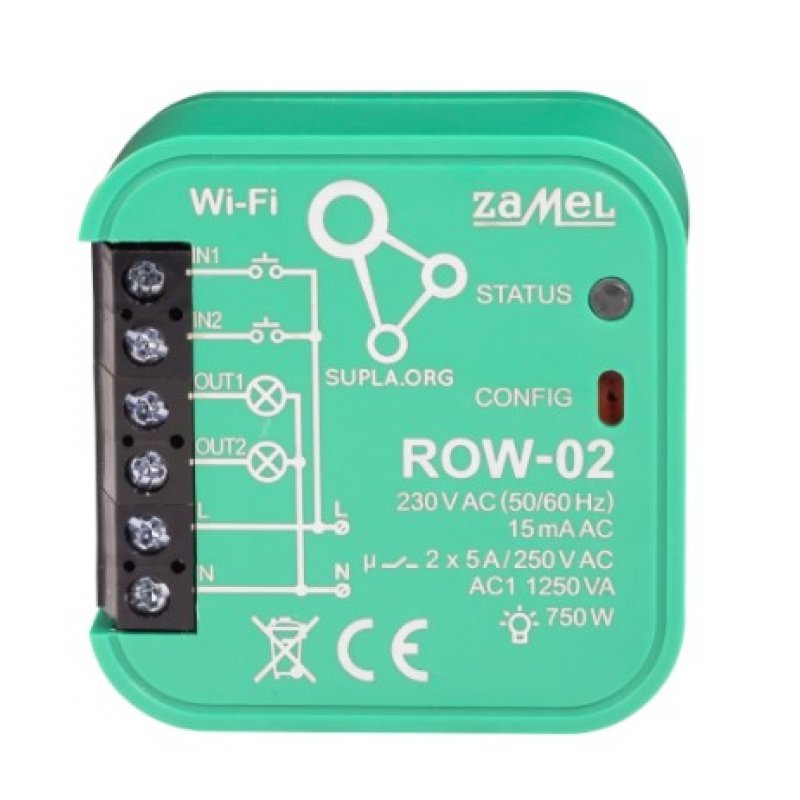 ZAMEL Supla, Odbiornik wi-fi dopuszkowy, 2-kanałowy, 2-kierunkowy, Typ: ROW-02 KOD: SPL10000003