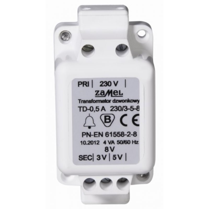 Zamel TD-230 Transformator dzwonkowy TD-230V-/3-5-8V/0,5A Kod YNS10000391