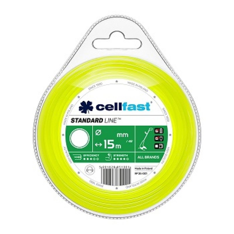 CELLFAST Żyłka tnąca do wykaszarek ręcznych, okrągła 2,4mm x 15mb Kod: 35-004