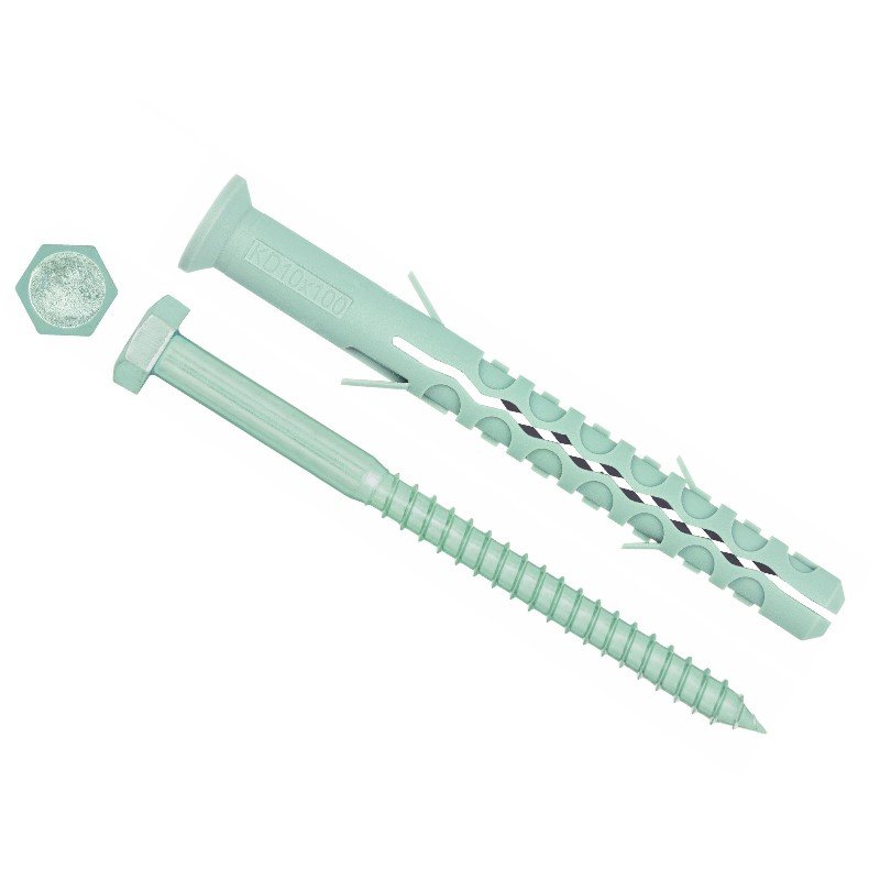 KOELNER KD Kołek ramowy, FI 10 x 100mm, wkręt sześciokątny FI 6,8 x 110mm, 25 sztuk w opakowaniu KOD KD-10100