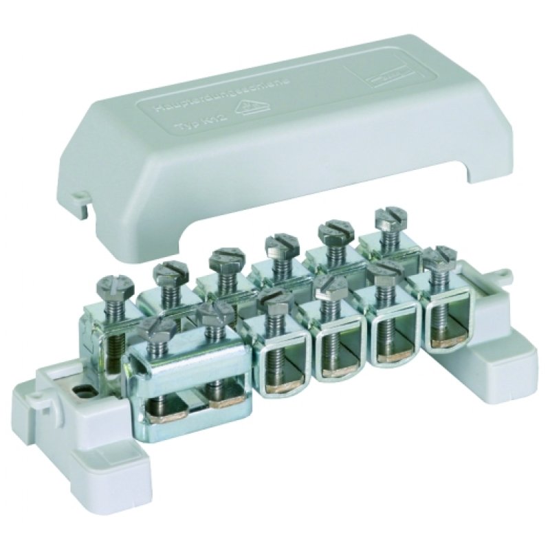 DEHN Szyna wyrównawcza z nasuwanymi zaciskami do 10 przewodów 2,5-95 mm2 (drut / wielodrutowo) lub drutu okrągłego FI10 mm Kod: 563200