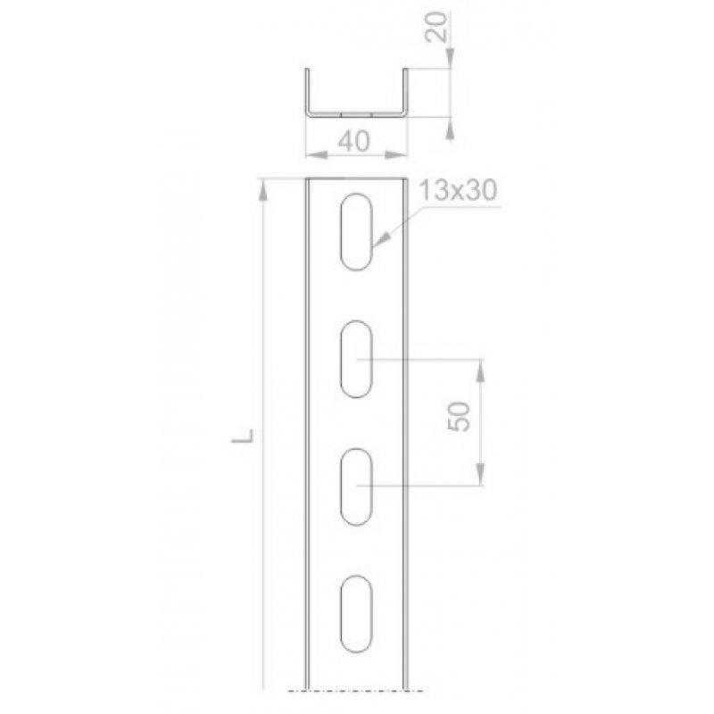 Baks CC40H20/2 Ceownik, grubość blachy 2,0 mm, Długość 2m Kod 611820 