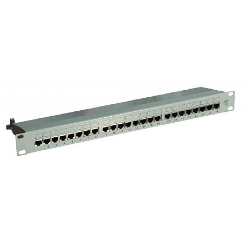 EMITER EmiterNet Panel krosowy 19" UTP, 24xRJ45, ekranowany, kat 5e, z półką, beżowy Kod: FU/PPFA674BKS248C5E