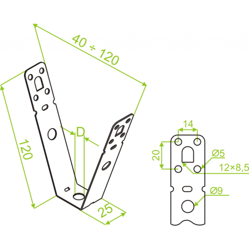 BAKS WT/WTO120 Wieszak trapezowy, M6, stal ocynkowana, E90, KOD: 730512 