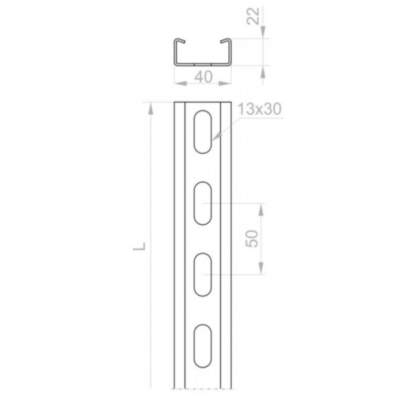 Baks CWC40H22/3 Ceownik wzmocniony, grubość blachy 2,0 mm, Długość 3m Kod 610330	 