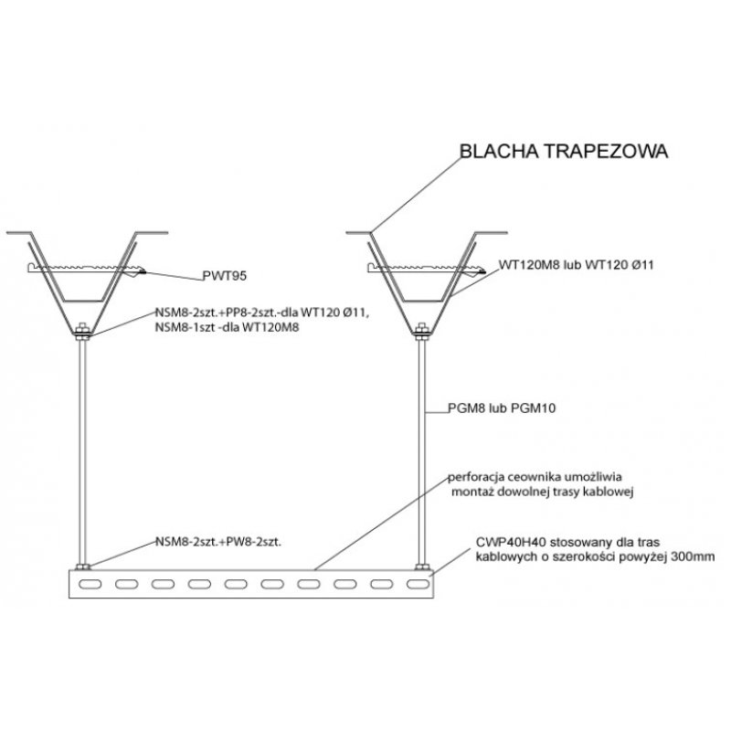 Baks WT120M6 Wieszak trapezowy, E90 Kod 730512 