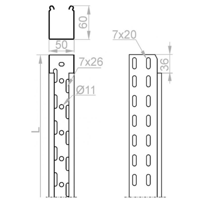 Baks KGL/KCL50H60 Korytko 0,7mm, E90, Dł.3m Kod 160424 