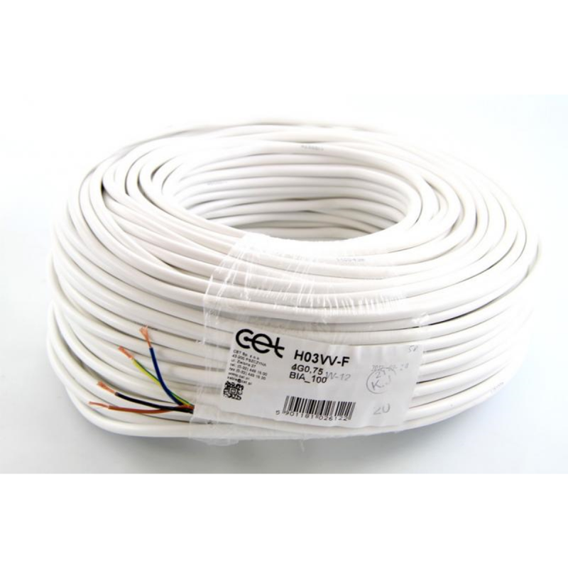 Przewód mieszkaniowy i w izolacji i powłoce PVC, OMY (H03VV-F), 2 żyłowy, przekrój znamionowy 0,5 mm2, 300V, dł. 100m KOD: 13012008