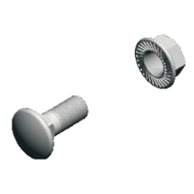 BAKS Śruba z łbem grzybkowym + nakrętka ząbkowana SGKM6x12, 6 x 12mm, 100 sztuk w opakowaniu KOD 651141