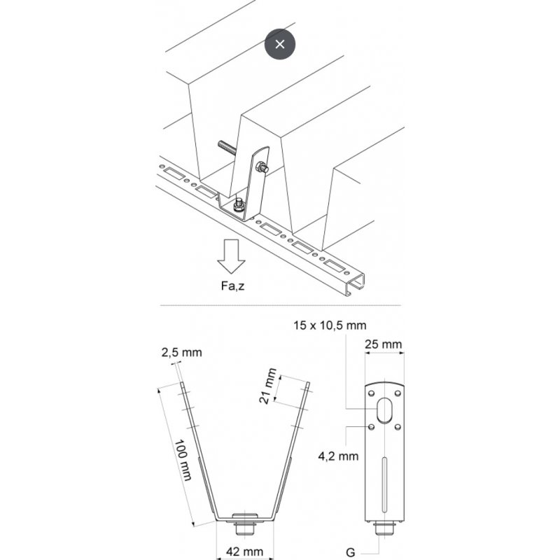 WALRAVEN BIS Wieszak do blach trapezowych VdS, Fi 13 mm, F = 2300 N, KOD: 6785001 