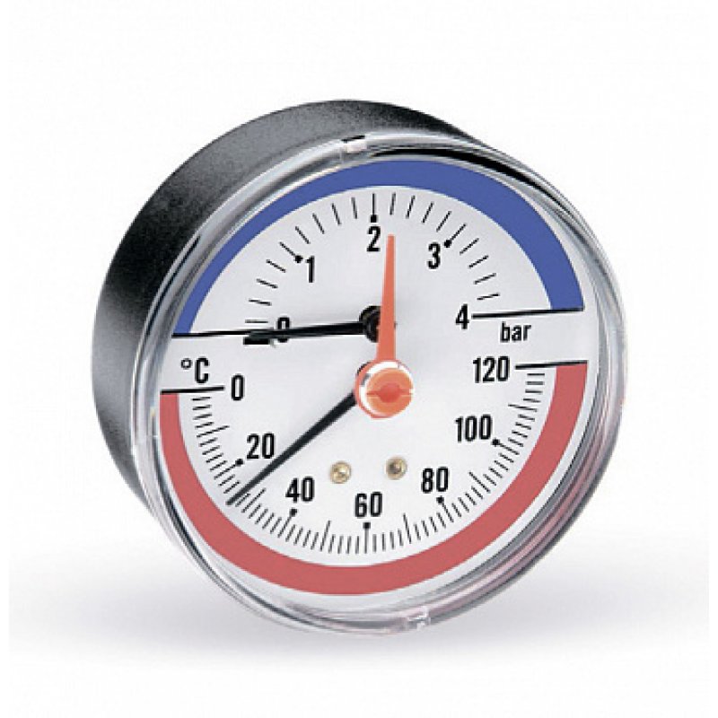 Watts F+R818 Termomanometr z przyłączem tylnym, fi 80 mm, 0 - 120 st C, 0 - 4 bar, kod: PN4204BD00