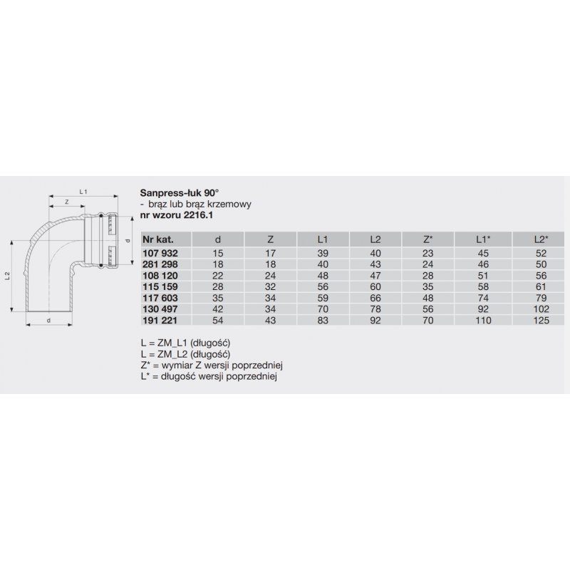 Viega Sanpress Łuk 90st, 35 Kod 117603 