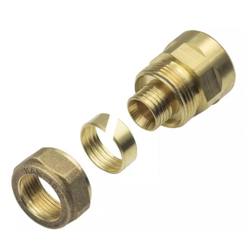 KAN-therm Push, złączka mosiężna skręcana z gwintem zewnętrznym, do rur PE-Xc i PE-RT, 18x2 G1/2 cala kod: 1110045007