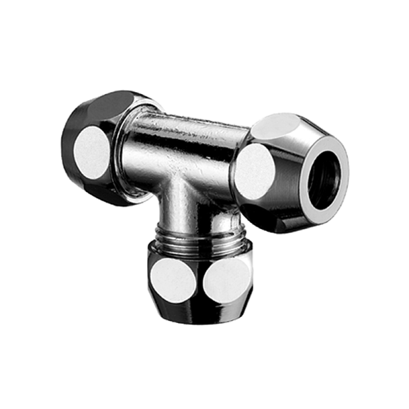 SCHELL Złącze trójnikowe 3/8cala x 3/8cala x 3/8cala, 10mm, chrom, 3x zacisk Kod: 064550699 