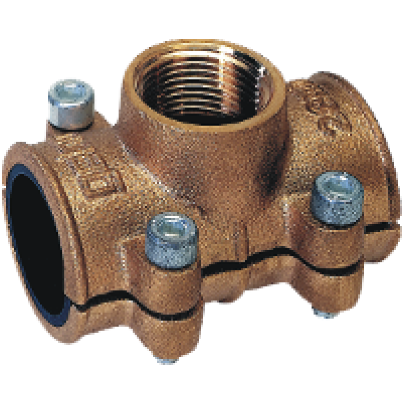 Gebo Brass MB Dwudzielna mosiężna obejma remontowo - naprawcza z odejściem z GW 1/2 cala do rury fi 22 mm, kod: 04.621.60.2201