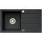 Onnline Zlew granitowy z ociekaczem 76x44cm, jednokomorowy, rozmiar 34x36cm + syfon, czarny Kod: 070 004 901