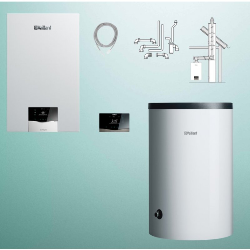Vaillant VC 15CS/1-5 ecoTEC plus +VIH R 120/6B + VRC 720F sensoCOMFORT + zestaw do szachtu Kod 0010043640