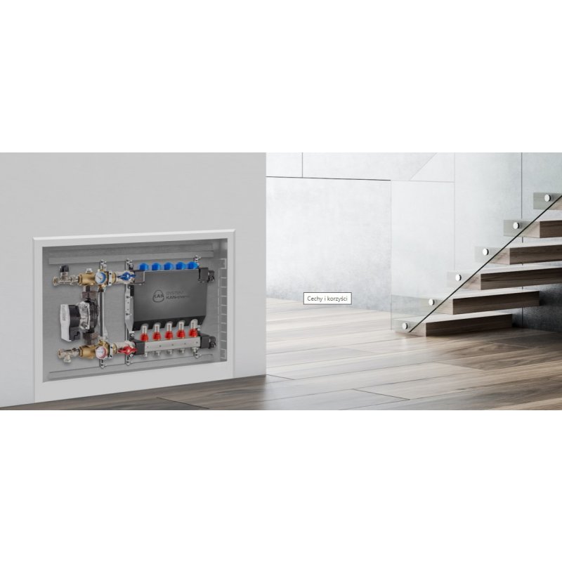 KAN-therm InoxFlow Rozdzielacz 5-obwodowy UFS z przepływomierzami i zaworami do siłowników Kod 1316157069 