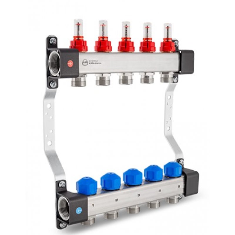 KAN-therm InoxFlow Rozdzielacz 10-obwodowy UFS z przepływomierzami i zaworami do siłowników Kod 1316157074