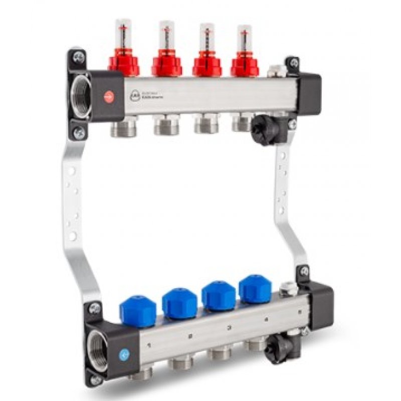 KAN-therm InoxFlow Rozdzielacz 9-obwodowy UFST z przepływomierzami i zaworami do siłowników oraz sekcją odpowietrzającą Kod 1316157084