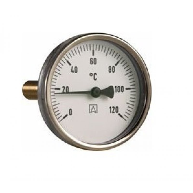 Afriso Termometr bimetaliczny BiTh 80, fi80 mm, 0:120 stopni C., L 100 mm, G1/2cala, ax, kl. 2 kod 63808
