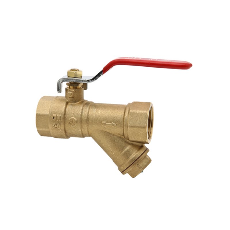 Valvex Opti, Zawór kulowy 1 cal, filtr skośny, dławik, dźwignia stalowa, (DSt), mosiężny Kod 1470040