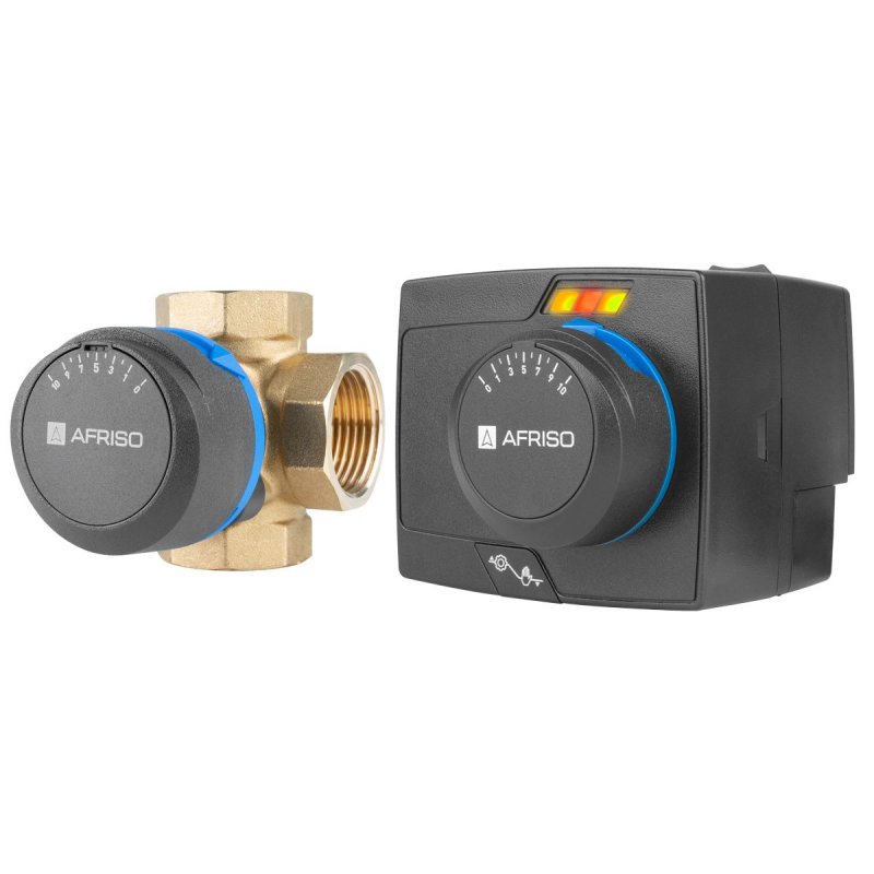 Afriso ProClick ARV 484 Zestaw regulacyjny 4-drogowy obrotowy zawór mieszający DN25, Rp 1 cal + siłownik elektryczny ARM 343 kod: 1348444