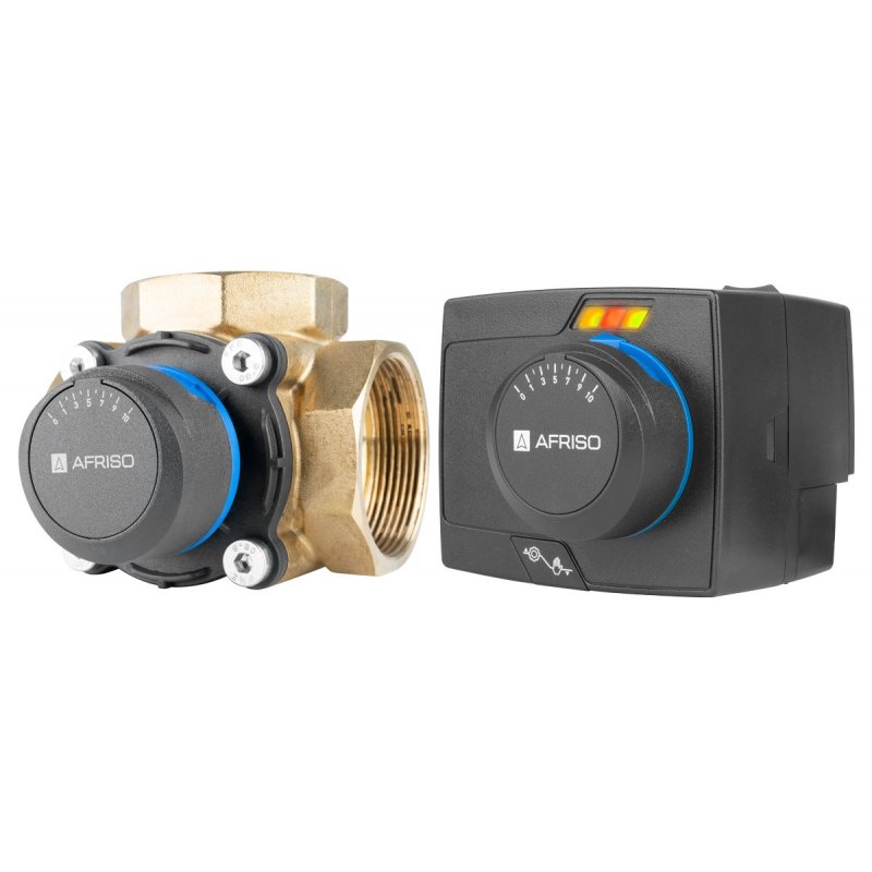 Afriso ProClick ARV 387 Zestaw regulacyjny 3-drogowy obrotowy zawór mieszający DN40, Rp 2 cale + siłownik elektryczny ARM 343 kod: 1338744