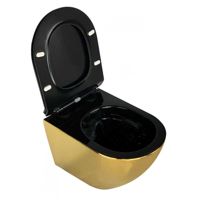 Lavita Sofi Slim Miska wisząca WC w kolorze złotym z czarną deską Kod 5900378319146