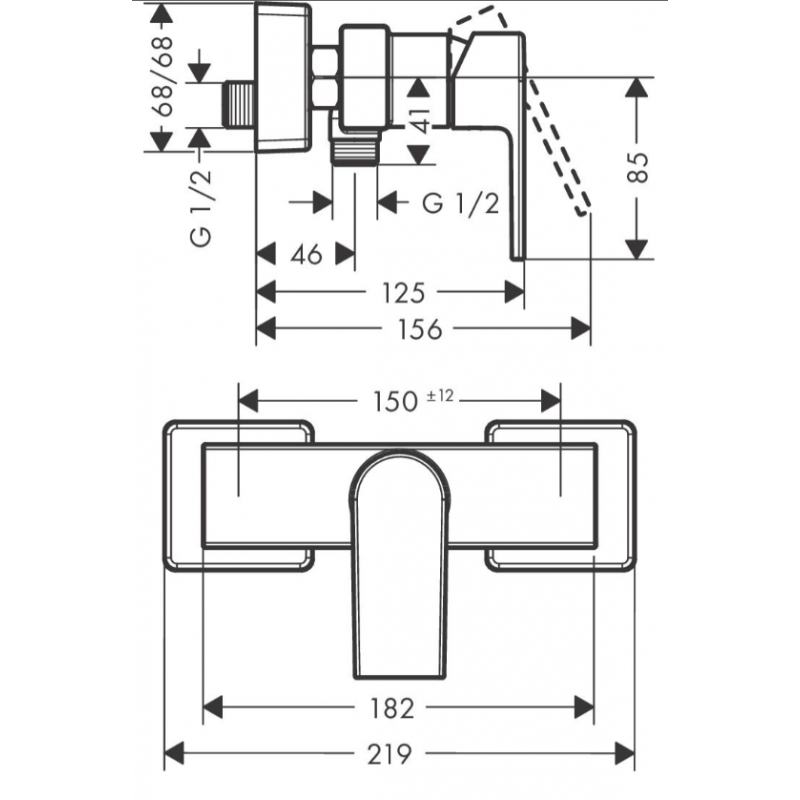 Hansgrohe Vernis Shape Bateria prysznicowa ścienna czarna matowa kod: 71650670 