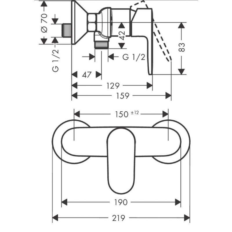 Hansgrohe Vernis Shape Bateria prysznicowa ścienna, czarna matowa kod: 71640670 