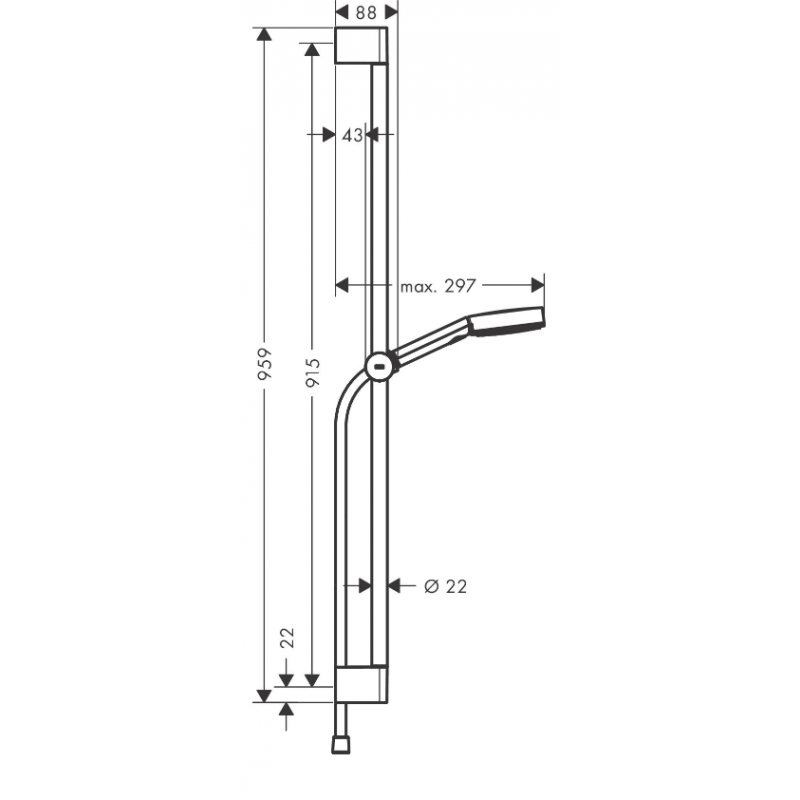 Hansgrohe Pulsify Select Relaxation Zestaw prysznicowy ścienny z drążkiem 90 cm, czarny matowy kod 24170670 