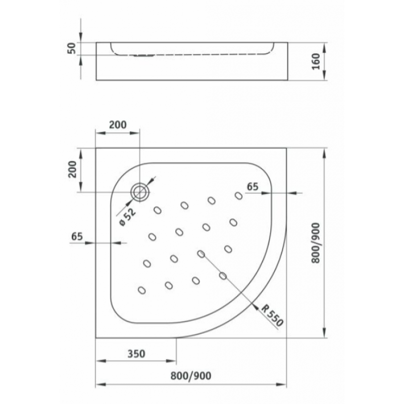 Deante Funkia Brodzik półokrągły 90 cm, promień łuku 550 mm, kolor biały, bez syfonu KOD KTA_053B 