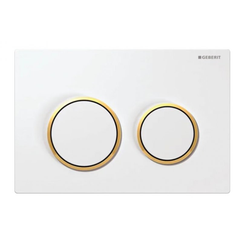 Geberit Omega 20 Przycisk uruchamiający przedni do spłukiwania dwudzielnego, biały/pozłacany Kod 115.085.KK.1	