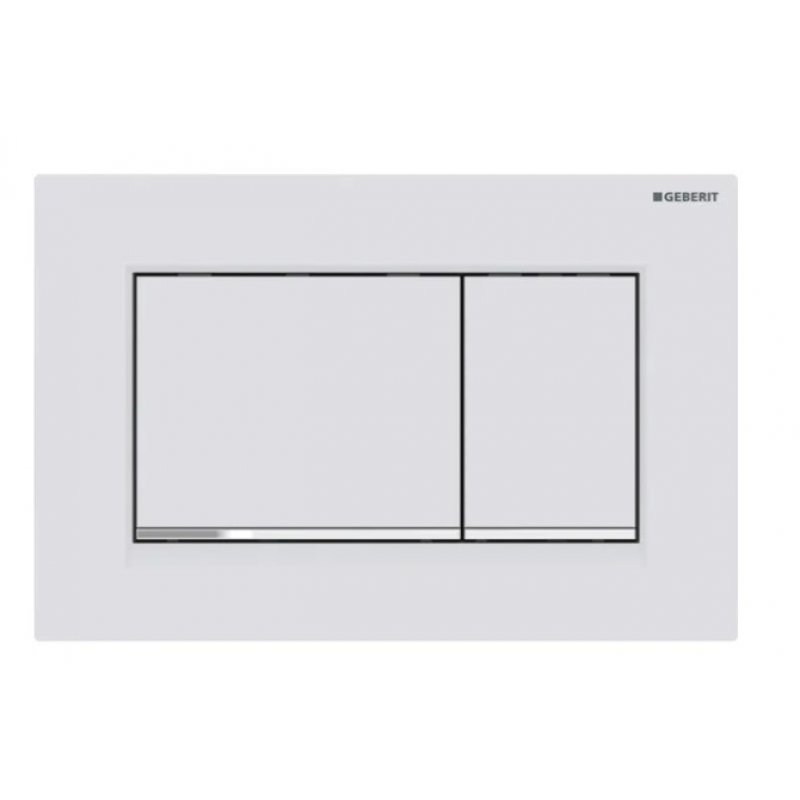 Geberit Sigma 30 Przycisk uruchamiający przedni do spłukiwania dwudzielnego, biały mat/chrom błyszczący, easy-to-clean Kod 115.883.JT.1