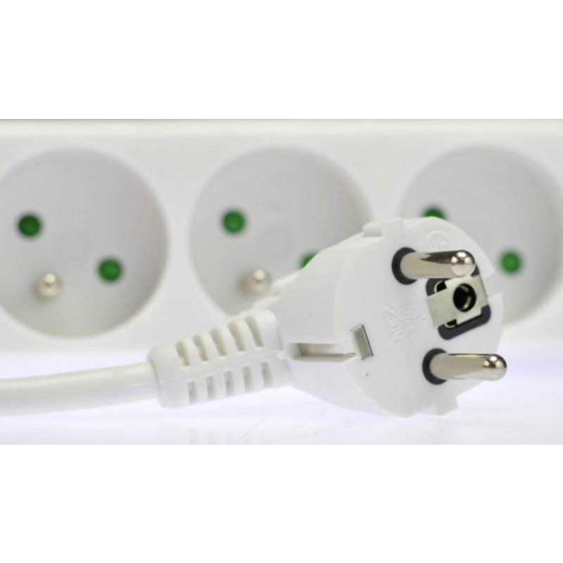DPM Przedłużacz z wyłącznikiem, z uziemieniem, 6 gniazd, długość 3 m, 10A, biały Kod PP72 