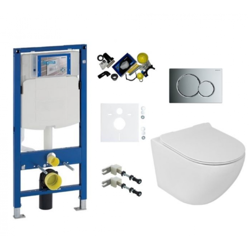 Geberit Duofix Sigma Concept Zestaw stelaż podtynkowy do WC z przyciskiem Sigma 01 błyszczący chrom + miska wisząca WC z deską Kod S010