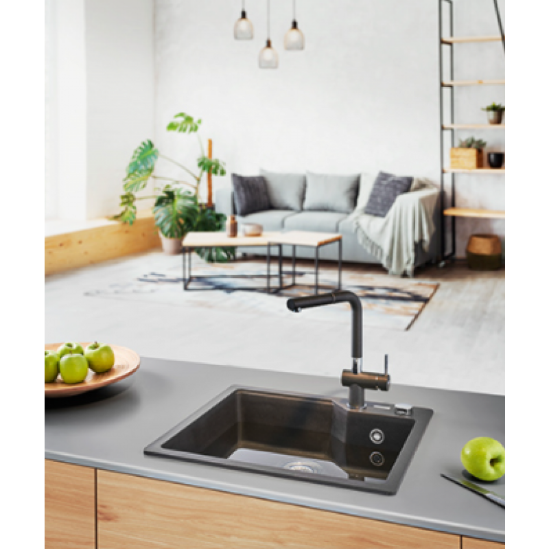 Ferro Active Plus Bateria kuchenna stojąca z wyciąganą wylewką , kolor Onyx Kod 115.0373.901 