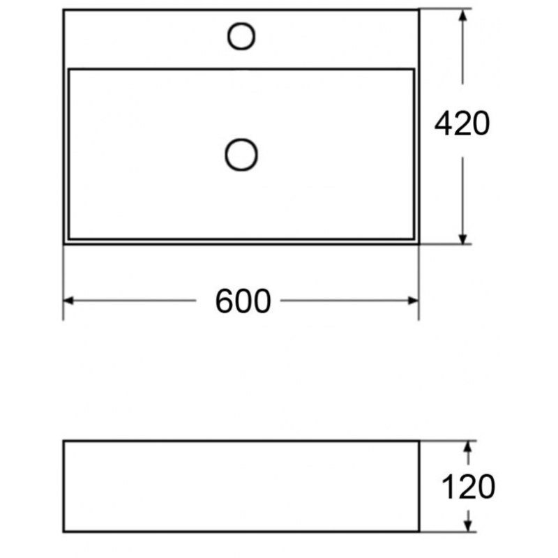 Lavita Nova Altaya SLIM umywalka nablatowa 60 cm, z otworem, z przelewem, prostokątna KOD 5908211479729