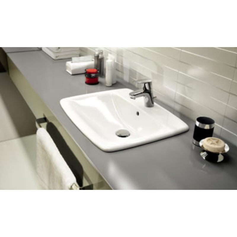 Geberit Selnova Square umywalka wpuszczana w blat 55 cm, prostokątna, z otworem, z przelewem kod: 500.306.01.1 