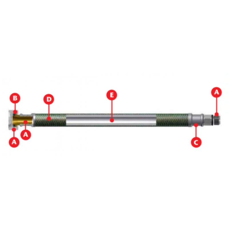 TUCAI TAQ Wąż do wody baterii w oplocie stalowym, WW-3/4 x 3/4, długość 50 cm KOD 5212 