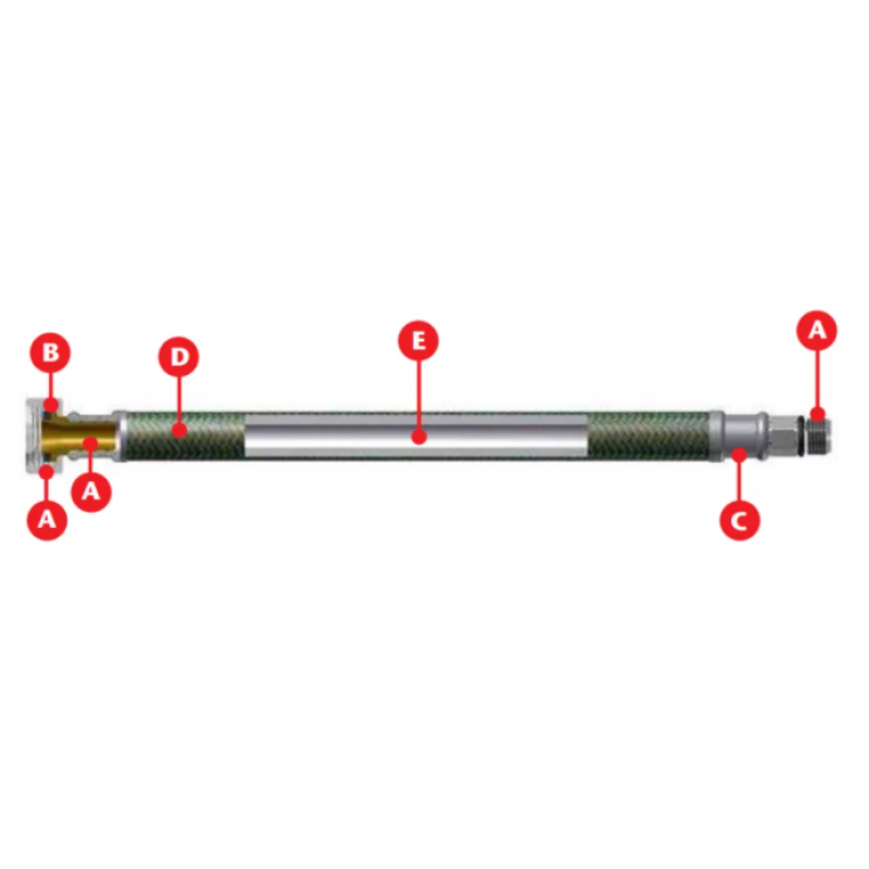 TUCAI TAQ GRIF Wąż do wody w ze stali nierdzewnej H1/2-M10x1, długość 60 cm, końcówka krótka KOD 4269 